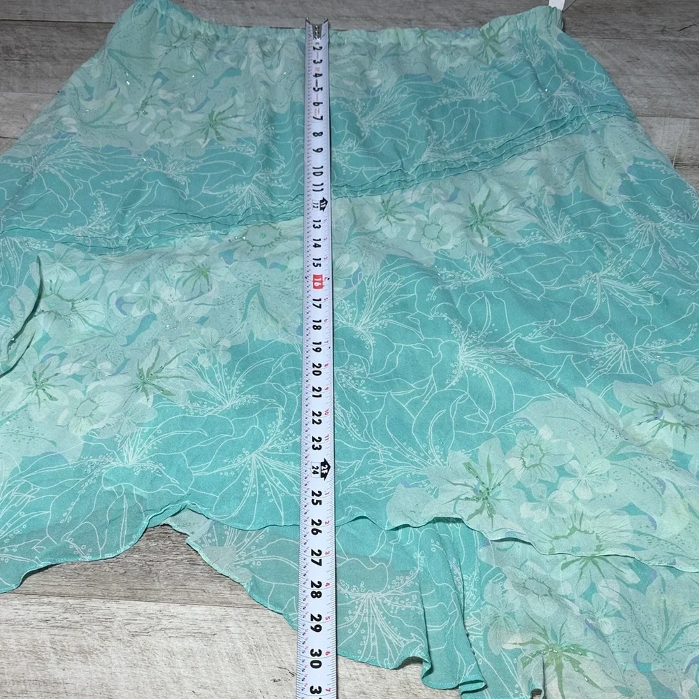 Adrianna Papell Mint Floral High Low Skirt Vintage Size 22W - Picture 4 of 8